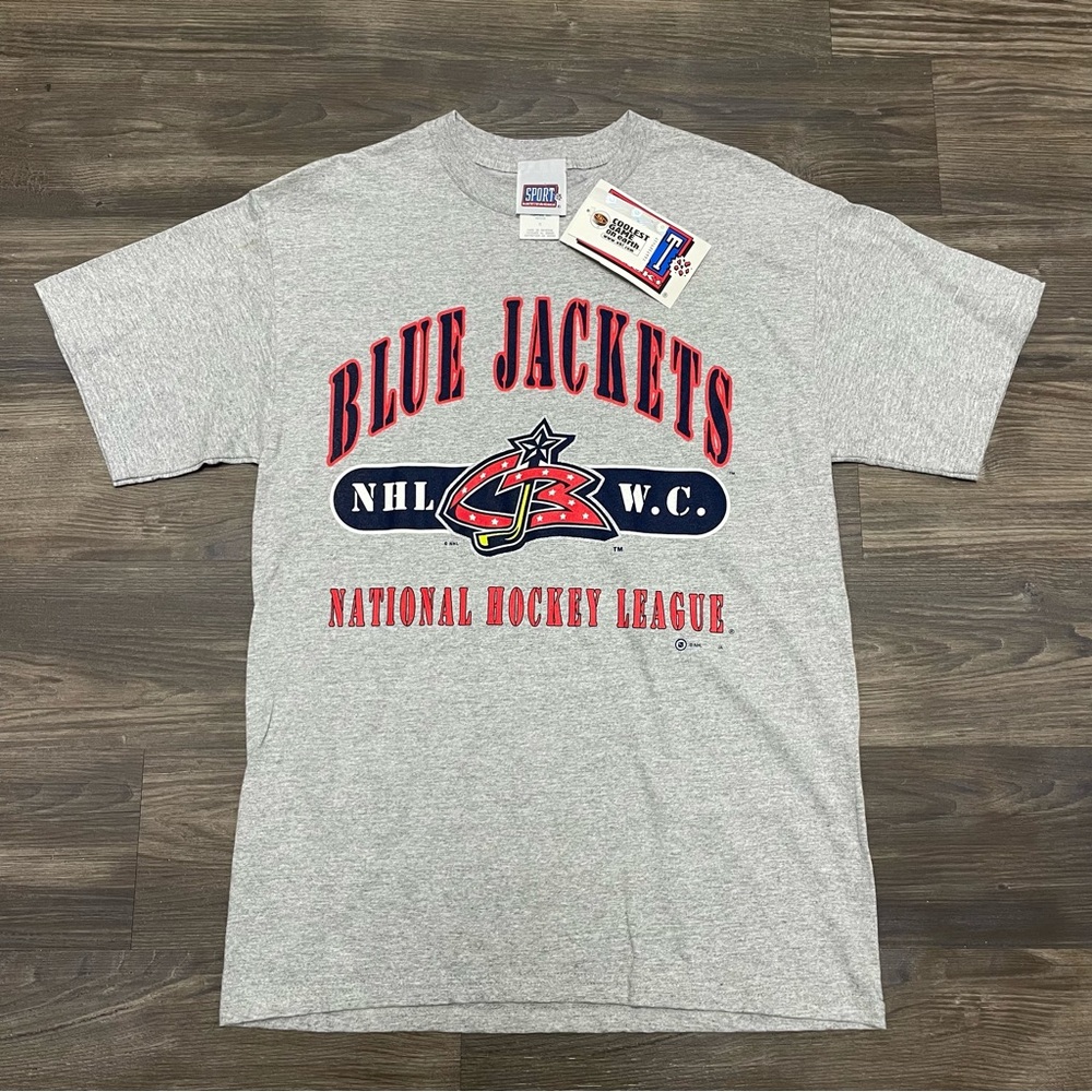 Vintage Sport Attack Columbus Blue Jackets Gray T Shirt NHL Men’s Size M New